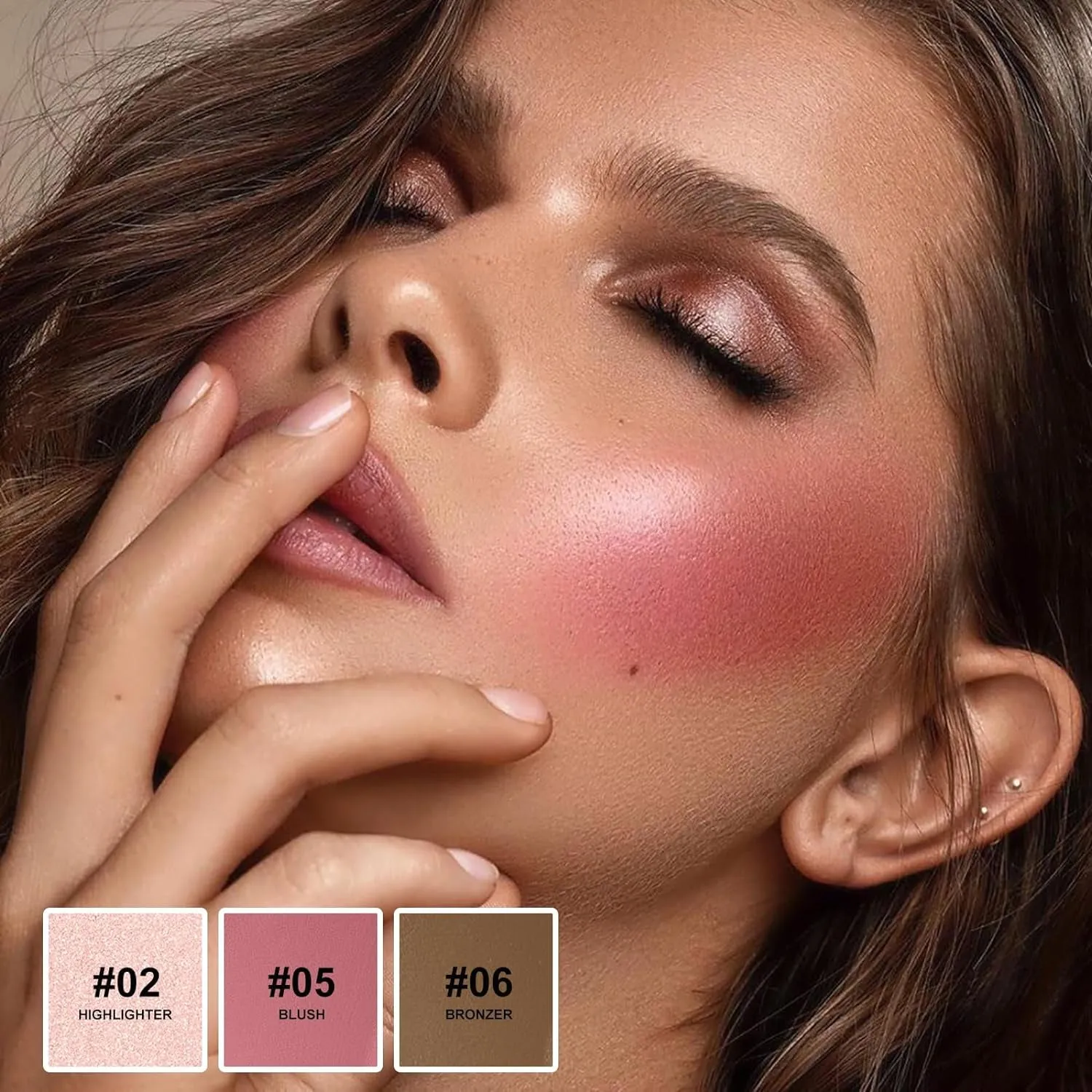 3-Piece Cream Contour Makeup Set: Highlighter, Blush & Bronzer Sticks for Long-Lasting Sculpting