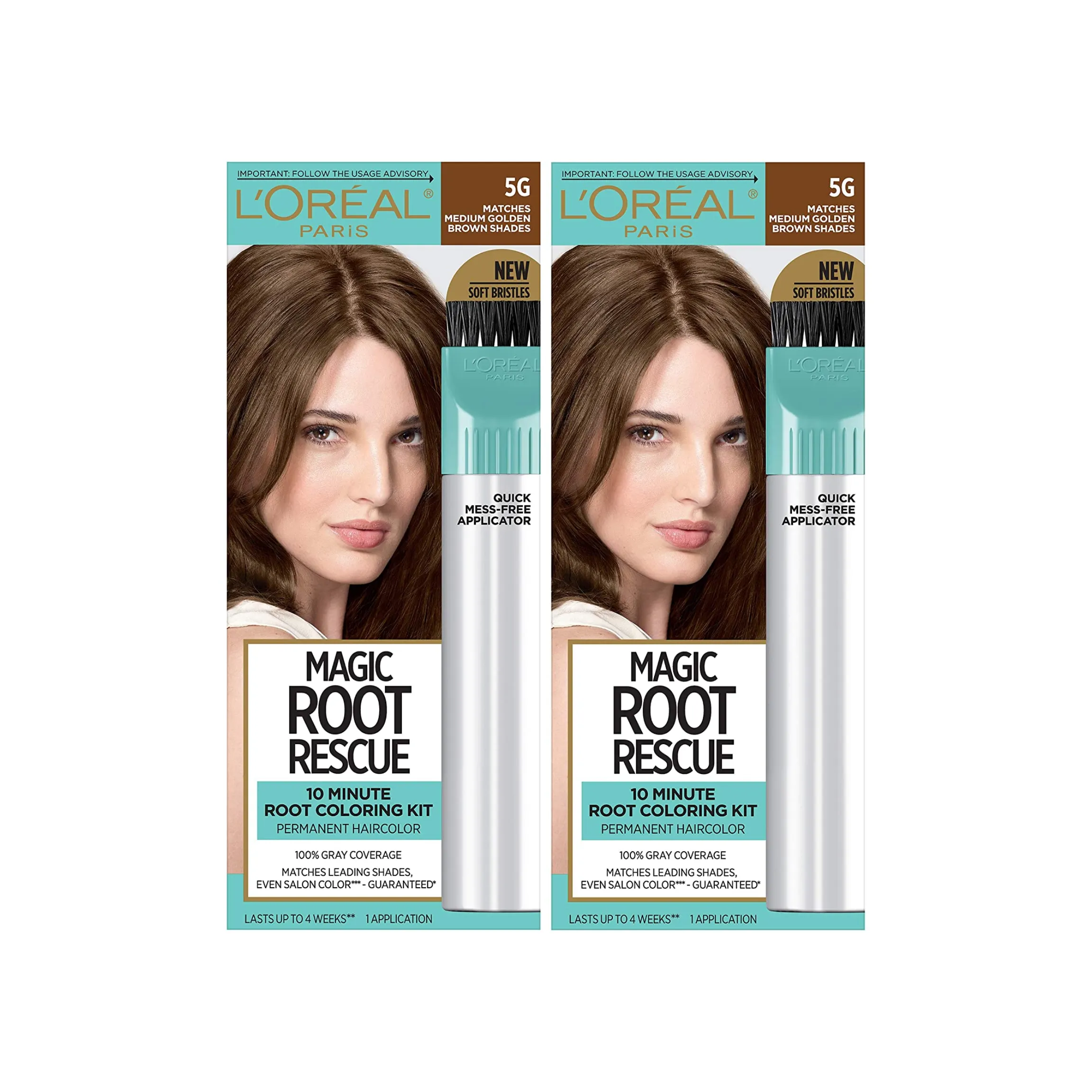 L'Oreal Paris Hair Color Root Rescue 10 Minute Root Coloring Kit For Hair, 5G Matches Medium Golden Brown Shades, 2 Ct (Pack of 1)