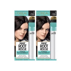 L'Oreal Paris Magic Root Rescue 10 Minute Root Coloring Kit for Hair, 3 Matches Soft Black Shades, 2 Ct (Pack of 1)