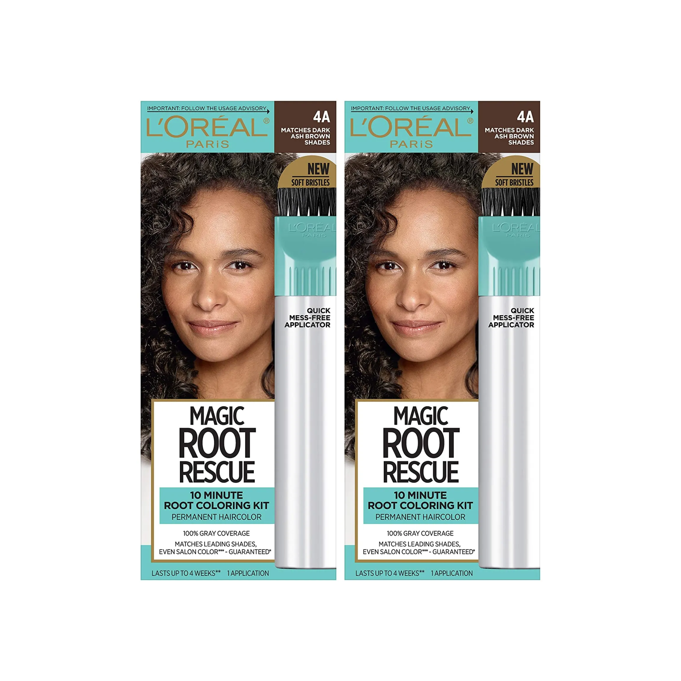 L'Oreal Paris Magic Root Rescue 10 Minute Root Coloring Kit for Hair, 4A Matches Dark Ash Brown Shades, 2 Ct (Pack of 1)