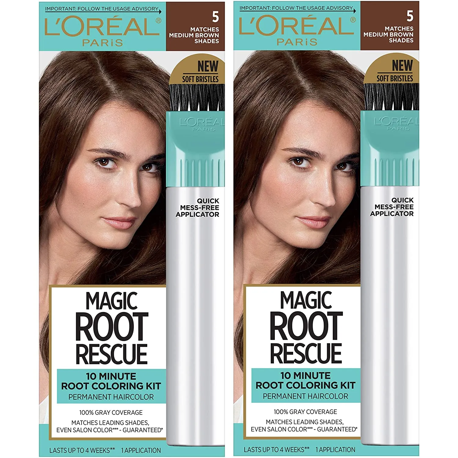 L'Oreal Paris Magic Root Rescue 10 Minute Root Hair Coloring Kit, Medium Brown 5 (Pack of 2)