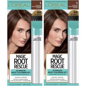 L'Oreal Paris Magic Root Rescue 10 Minute Root Hair Coloring Kit, Medium Brown 5 (Pack of 2)