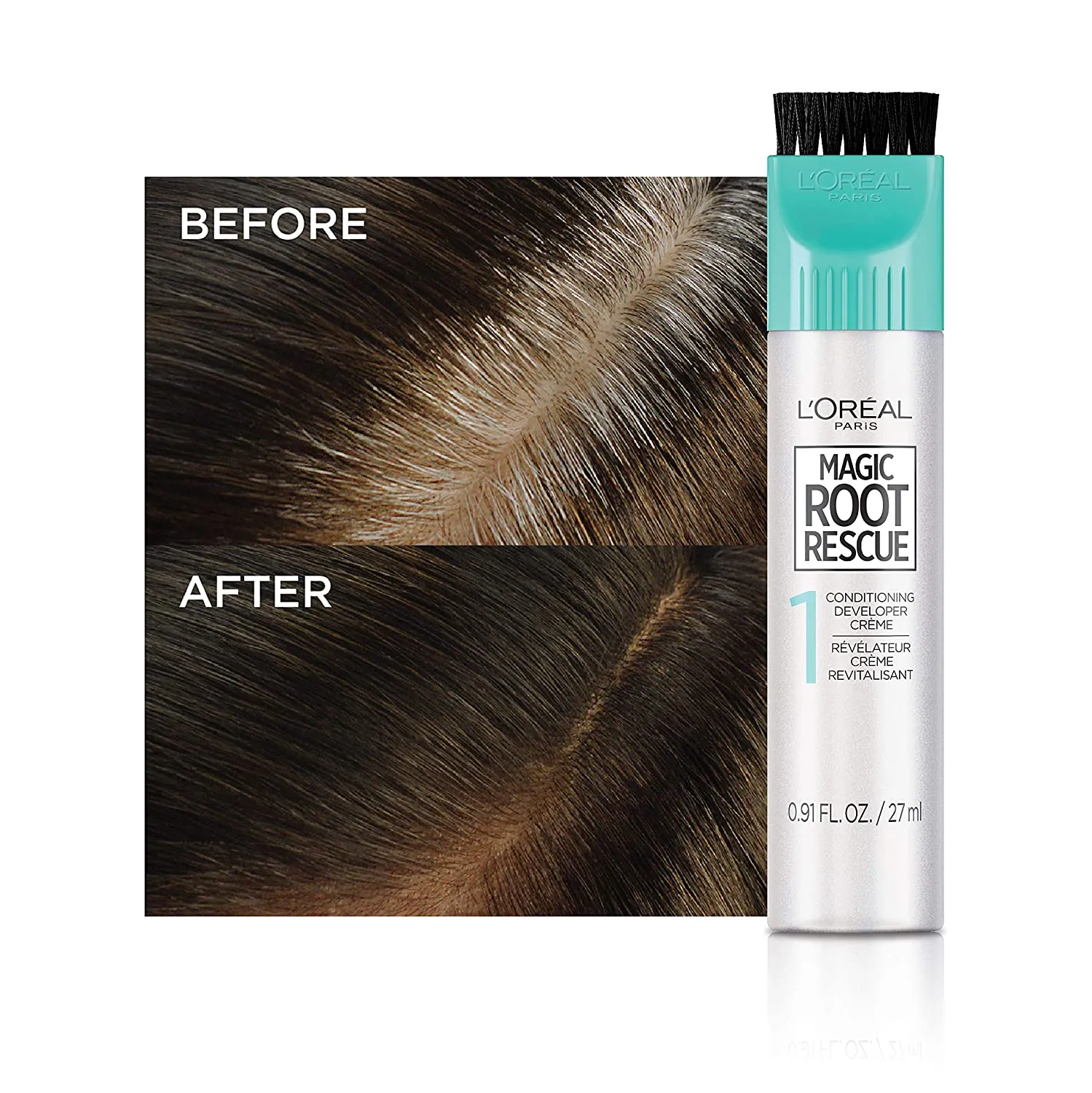 L'Oreal Paris Magic Root Rescue 10 Minute Root Hair Coloring Kit, Permanent Hair Color with Quick Precision Applicator, 100% Gray Coverage, 2 Black, 2 count