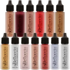 Master Set of All 13 Blush, Bronzer & Shimmer Color Shades of Belloccio's Professional Airbrush Makeup in 1/2 oz. Bottles