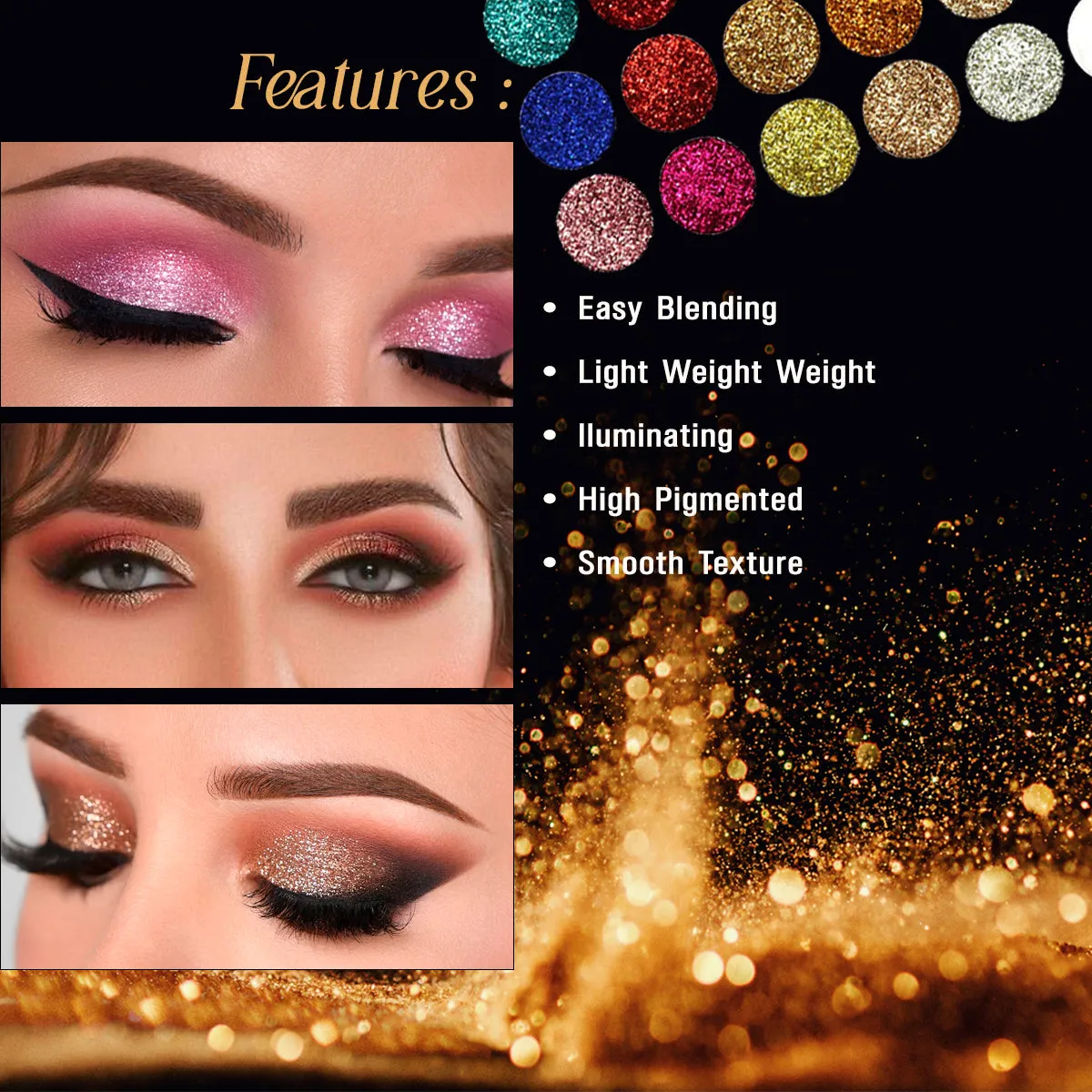 Mattlook Eyeshadow Glitterz with 18 Color