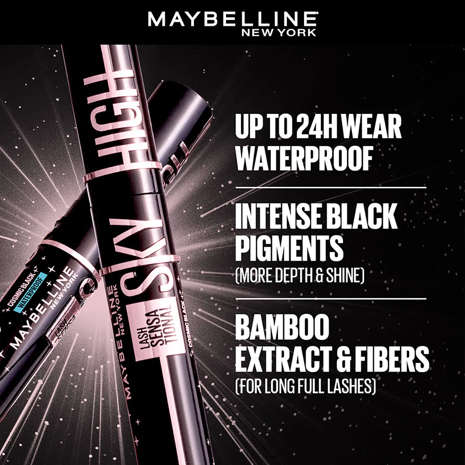 Maybelline Lash Sensational Sky High Mascara Limited Edition–Cosmic Black Waterproof, 6ml