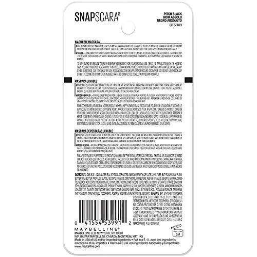 Maybelline New York Snapscara Washable Mascara, Pitch Black, 0.34 Fluid Ounce