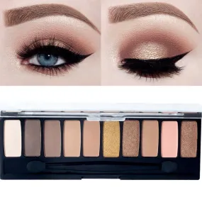 Professional Eyeshadow Palette Waterproof Eye Pigment Mineral Powder 10 Color Shimmer Matte Nude