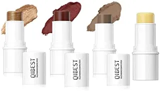 Reddhoon 4 In 1 Cosmetics Stick Set, Cream Blush Stick, Contour Stick, Highlighter Stick & Lip Balm, Multi Stick Cream Face Blush Bronzer Shading Creamy Pen Sticks for Cheeks, Eyes and Lips